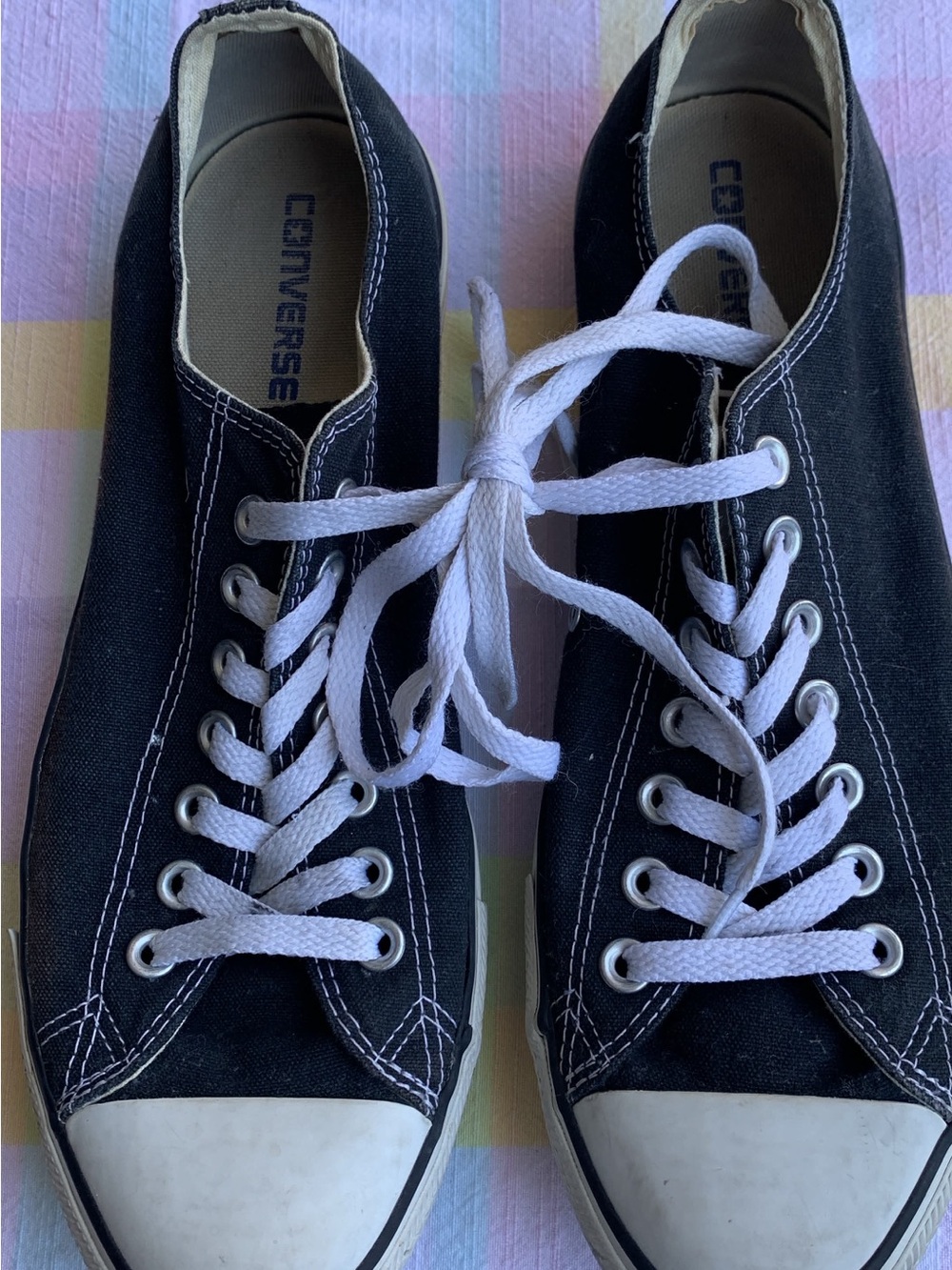 Converse Black Canvas Low Top Sneakers with White Laces
